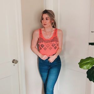 Coral/Pink Tank / Bronze/Copper Studs / Studded